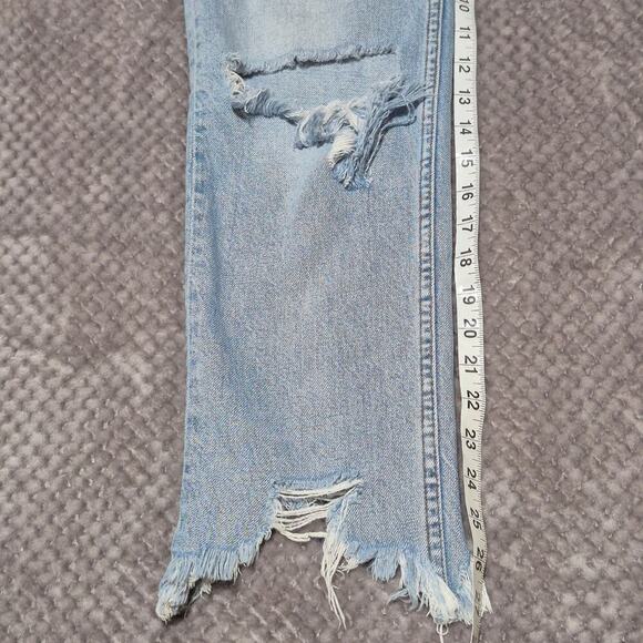 Free People We The Free Jeans Women 27 Chewed Up Distress Raw Hem Mid Rise Denim - Picture 5 of 11